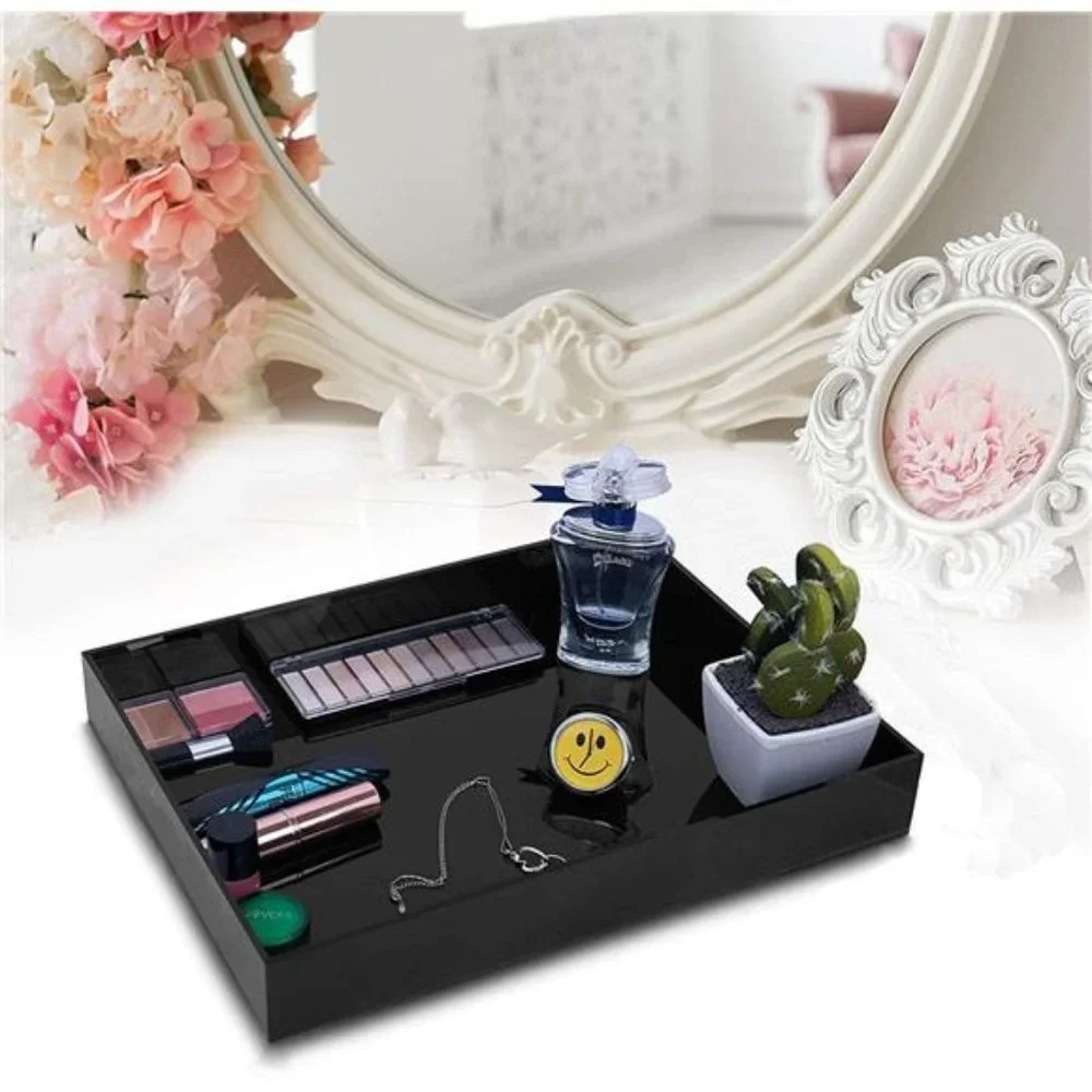 Waterproof Acrylic Vanity Tray, Sturdy Valet Tray Organizer, 10.2 x 8.5x1.8 Inch